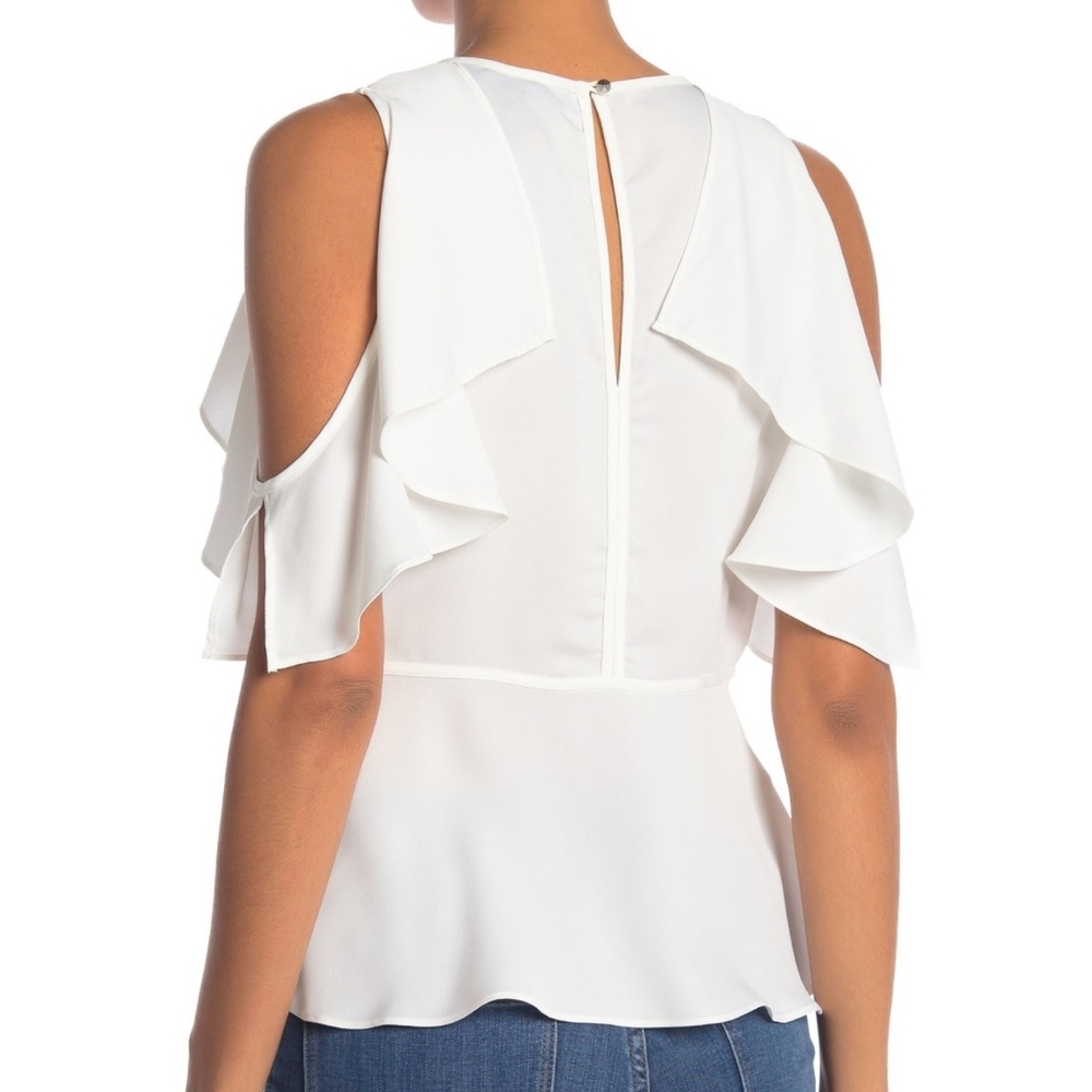 RACHEL RACHEL ROY TAYLOR COLD SHOULDER RUFFLE TOP - Picture 2 of 3